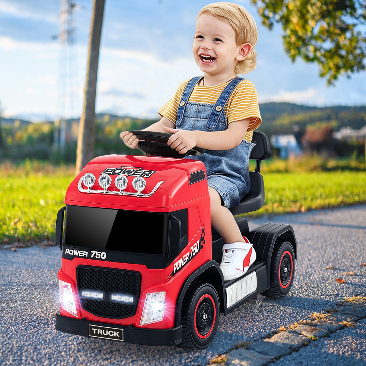 6V Kids Electric Ride-on Truck with Height Adjustable Seat - 28" x 12" x 18"